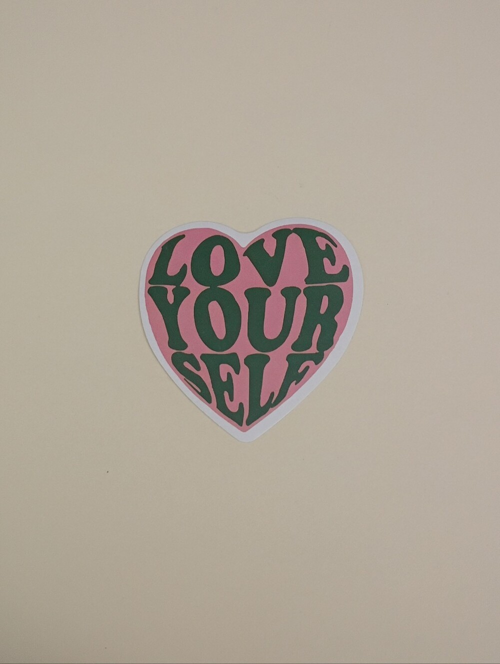 10/$10 Stickers Decals - Love Yourself - Green, Bold Text - Pink Heart - New